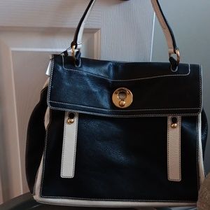 YVES SAINT LAURENT black and white leather bag marked down price firm